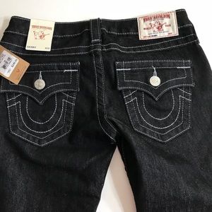True Religion Seat Black Dark Wash Skinny Jeans 26